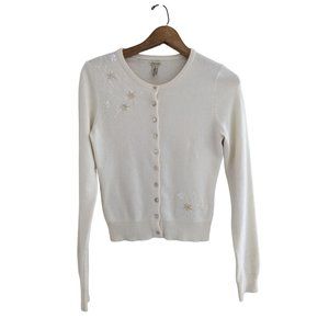 Vintage Abercrombie & Fitch Ivory Angora Beaded Sweater Cardigan